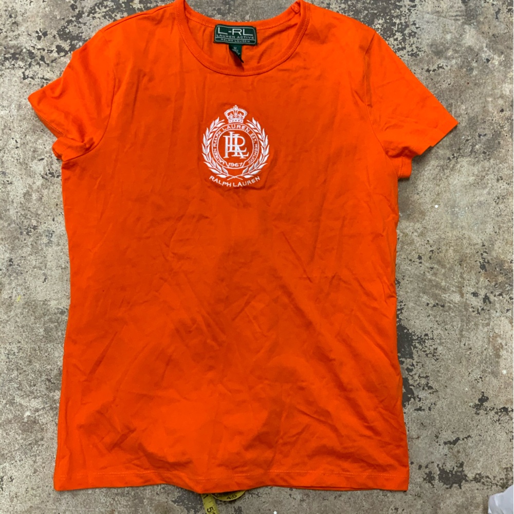 Vintage Y2K L-RL Ralph Lauren Orange Baby Tee Shirt - OBO